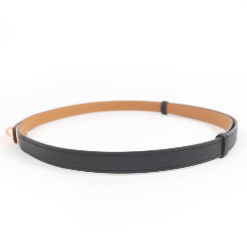 Hermes Kelly 18 Vaux Epson Pink Gold Hardware Kelly Buckle Belt Black Engraved
