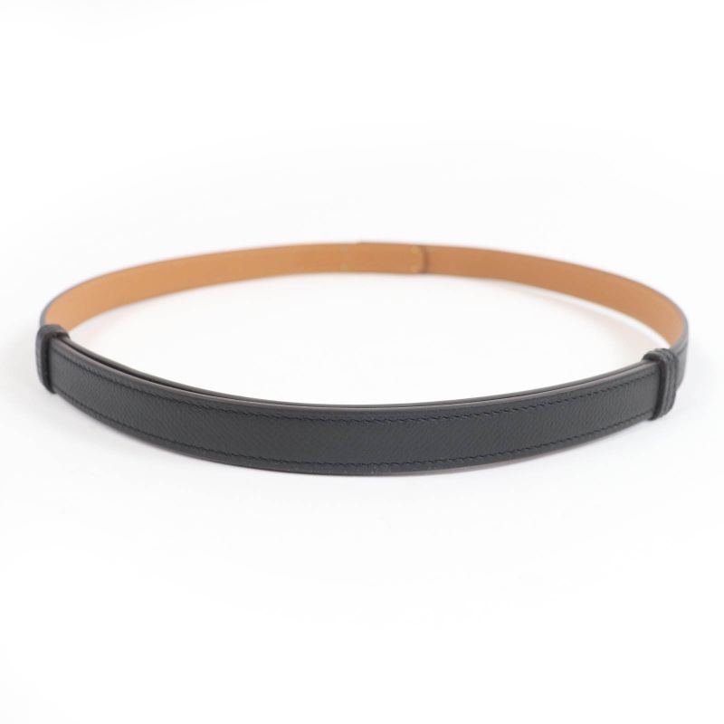 Hermes Kelly 18 Vaux Epson Pink Gold Hardware Kelly Buckle Belt Black Engraved