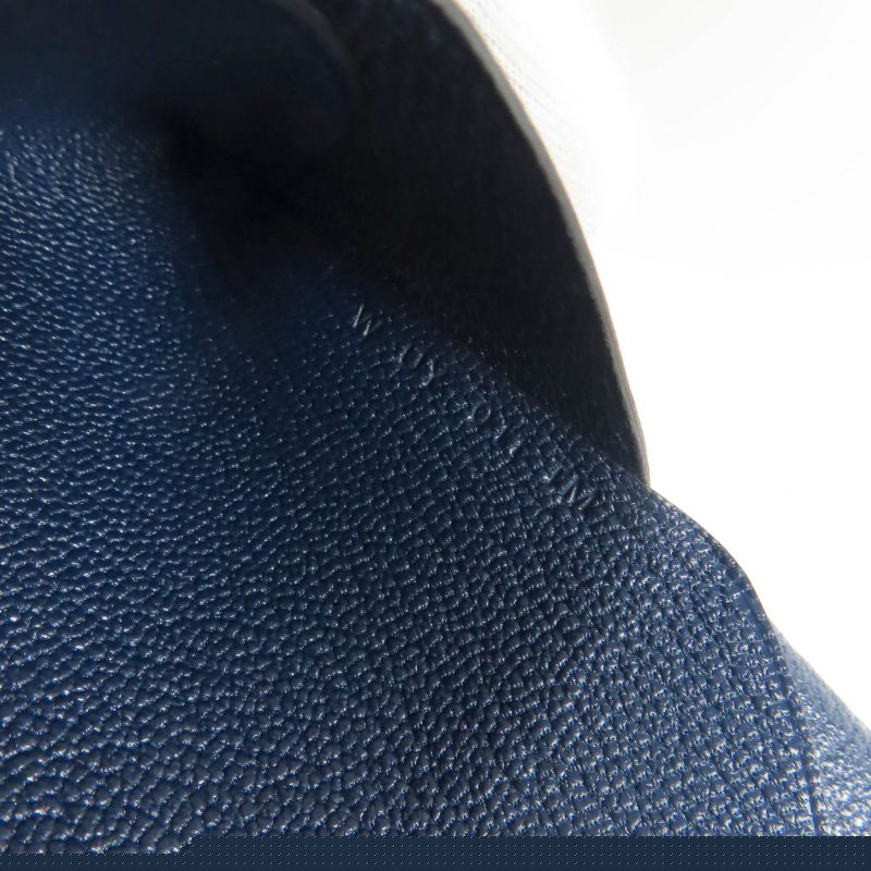 Hermes Calvi Duo Chevre Blue Nuit Silver Hardware Coin Case W Engraved With Box