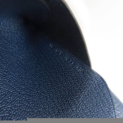 Hermes Calvi Duo Chevre Blue Nuit Silver Hardware Coin Case W Engraved With Box