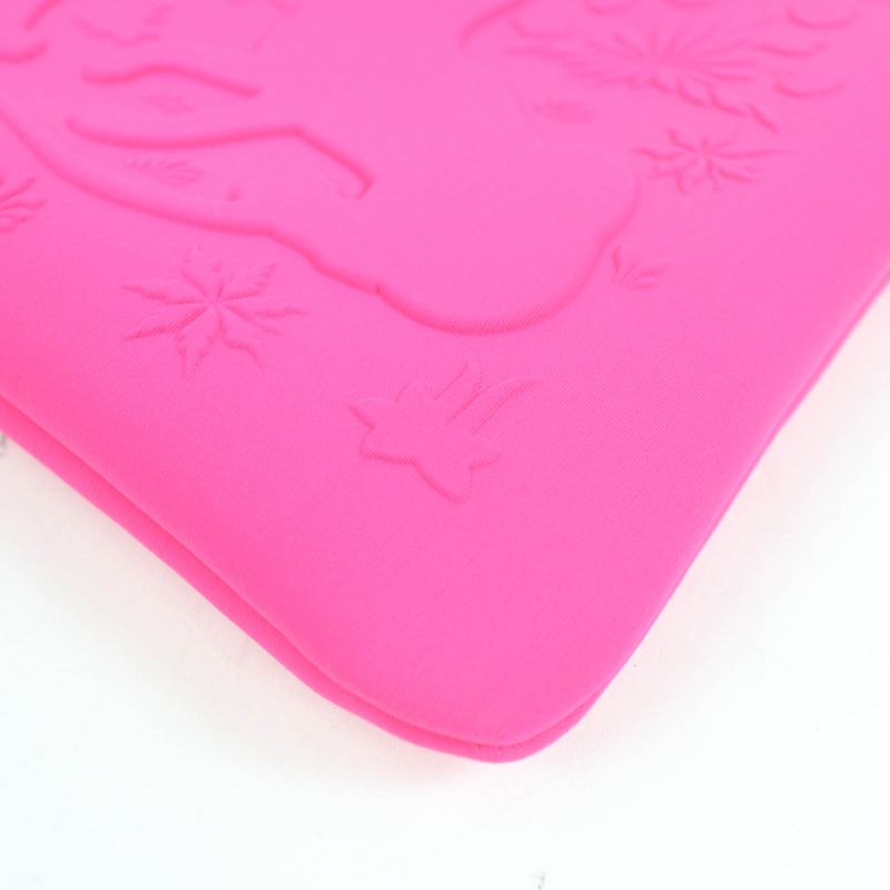 Hermes Neobain Trousse Flat MM Black Hardware Cheetah Cat ZIP Pouch Pink With