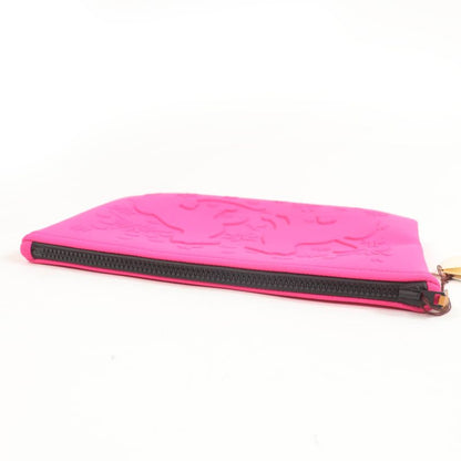 Hermes Neobain Trousse Flat MM Black Hardware Cheetah Cat ZIP Pouch Pink With