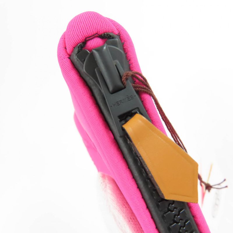 Hermes Neobain Trousse Flat MM Black Hardware Cheetah Cat ZIP Pouch Pink With