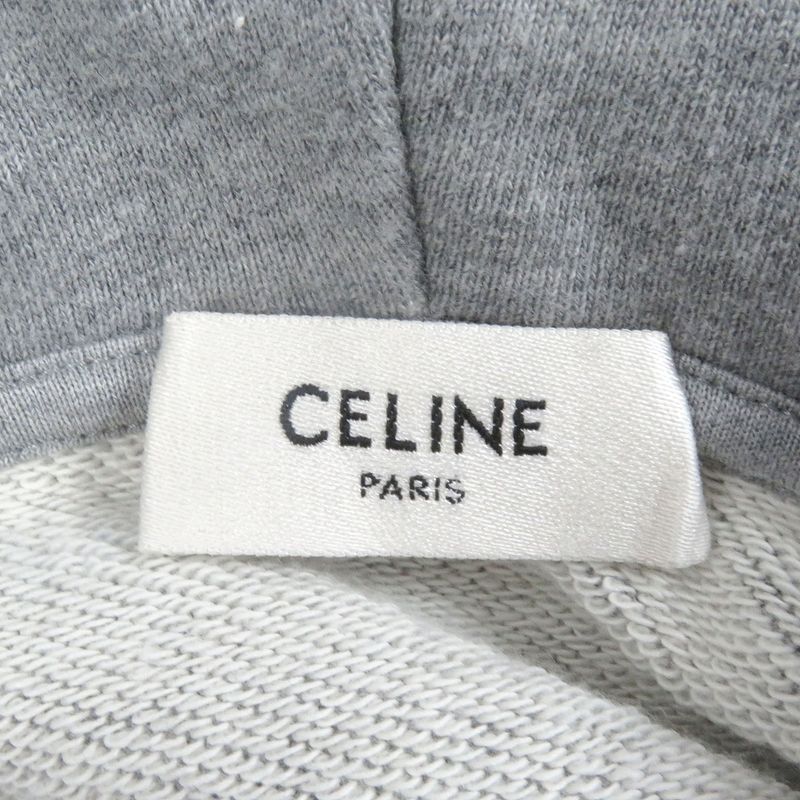 Celine Ry08m670q Eddie Period Logo Embroidery Pullover Hoodie Grey XS Made In