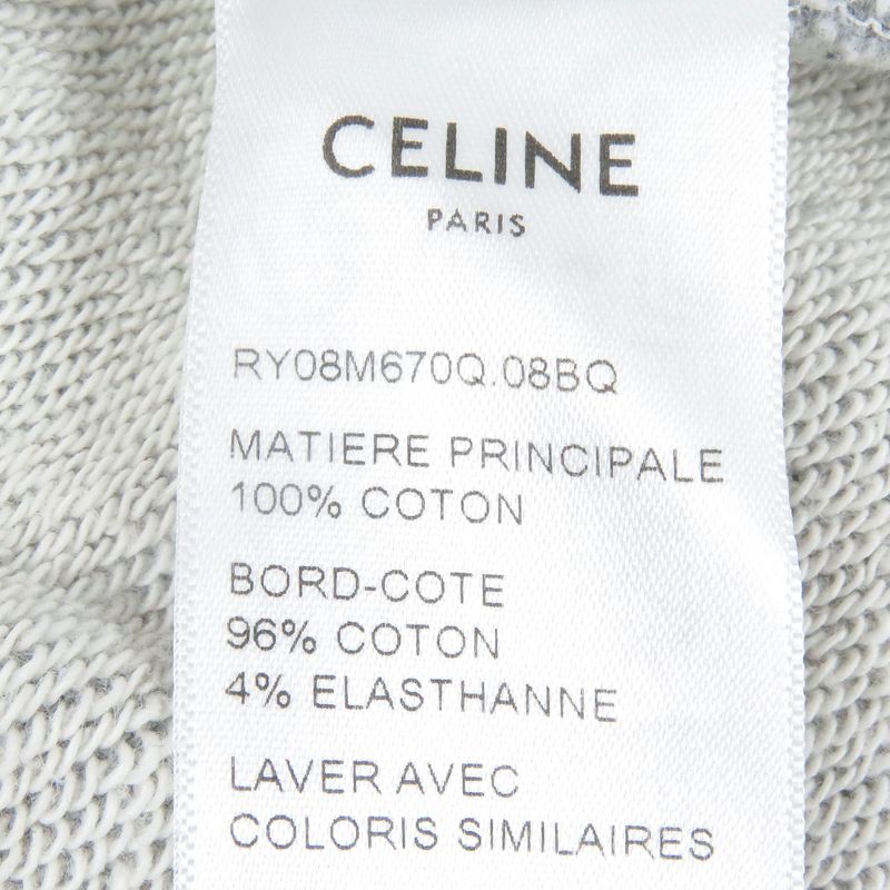 Celine Ry08m670q Eddie Period Logo Embroidery Pullover Hoodie Grey XS Made In