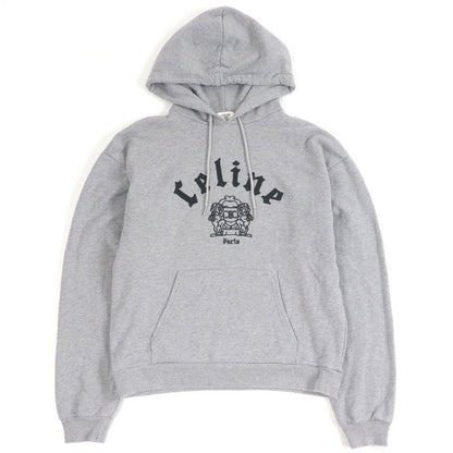 Celine Ry08m670q Eddie Period Logo Embroidery Pullover Hoodie Grey XS Made In