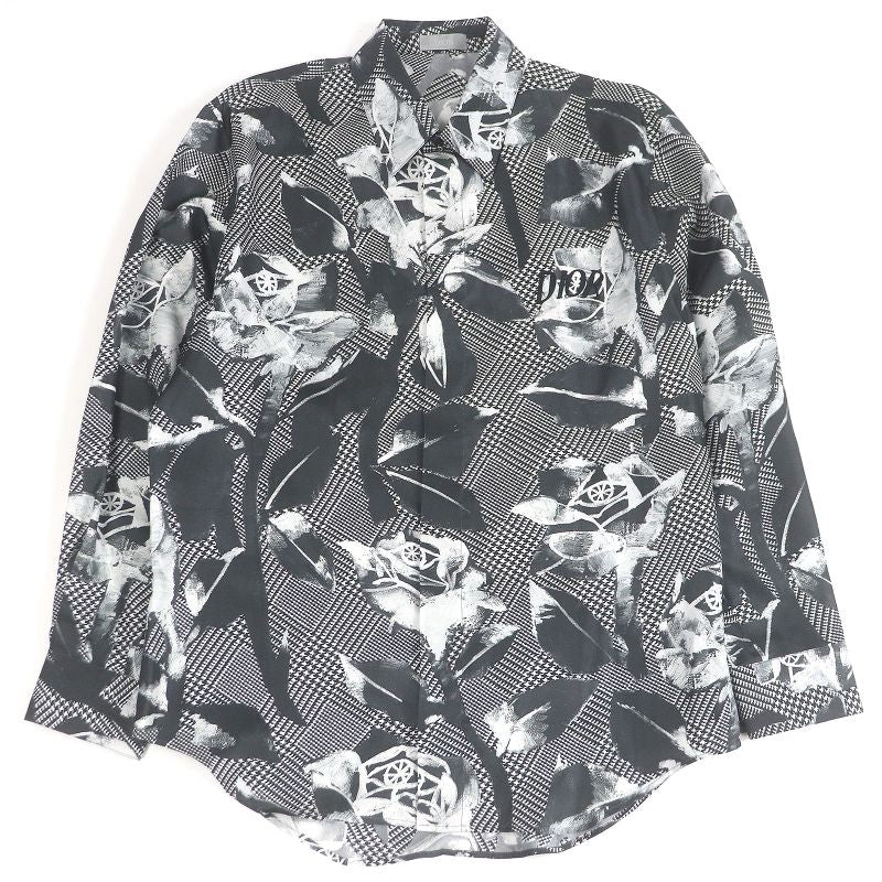 DIOR Homme 013c501e4796 100% Silk Logo Embroidery Embroidered Rose Long Sleeve