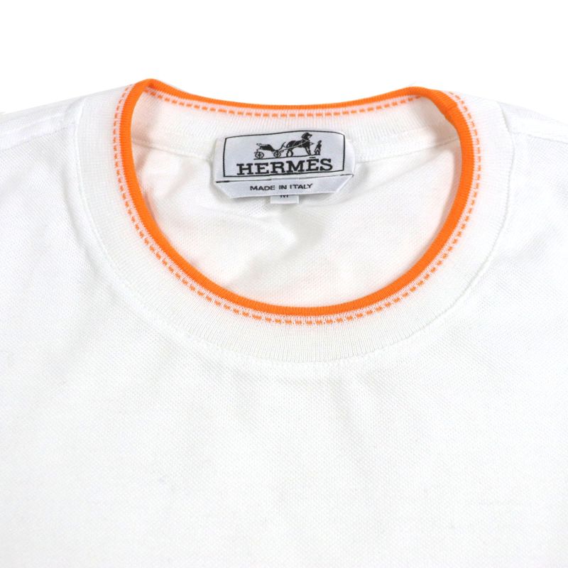 Hermes 100% Cotton Stitch Design Crew Neck Short Sleeves Short Sleeve T-shirt