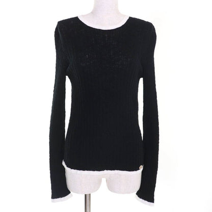 CHANEL P72076 100% Cotton Crew Neck With Coco Plaque Long Sleeves Ribbed Knit