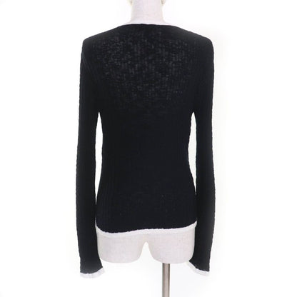 CHANEL P72076 100% Cotton Crew Neck With Coco Plaque Long Sleeves Ribbed Knit
