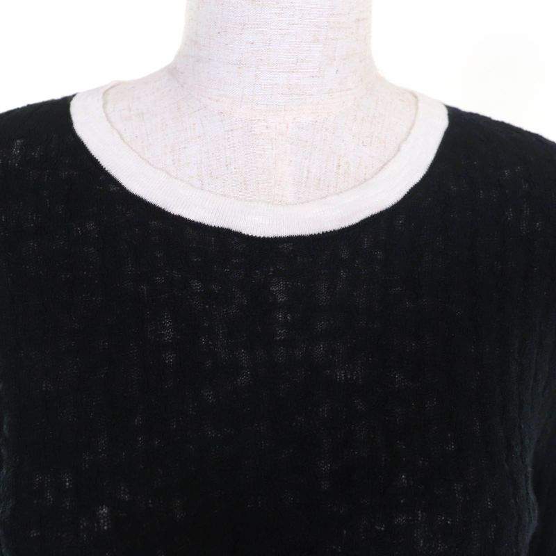 CHANEL P72076 100% Cotton Crew Neck With Coco Plaque Long Sleeves Ribbed Knit