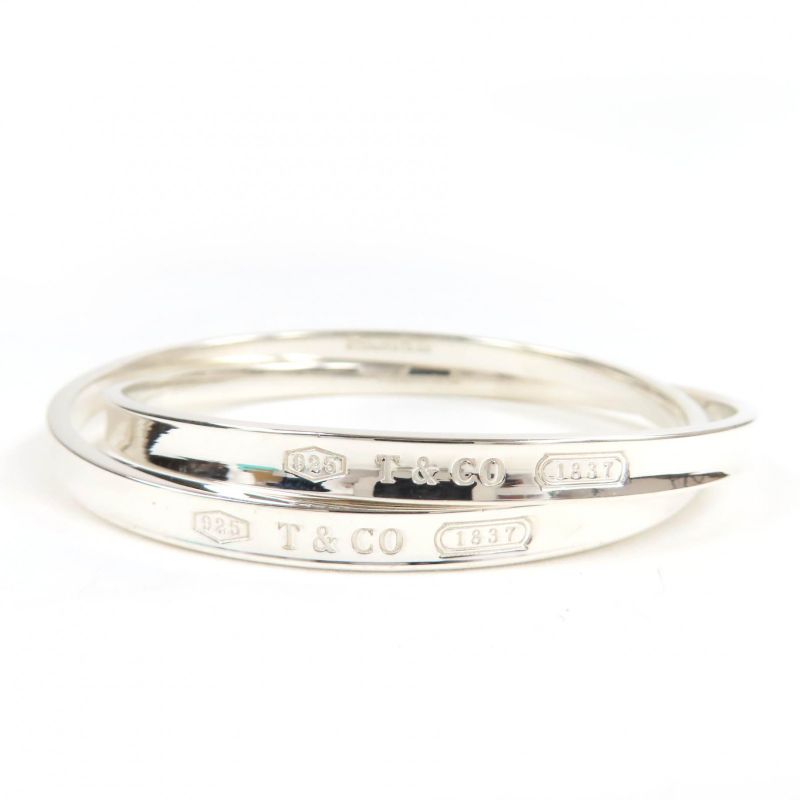 Tiffany & Co 1837 Interlocking Circle Bangle 925 Bracelet Silver Weight 40.9g