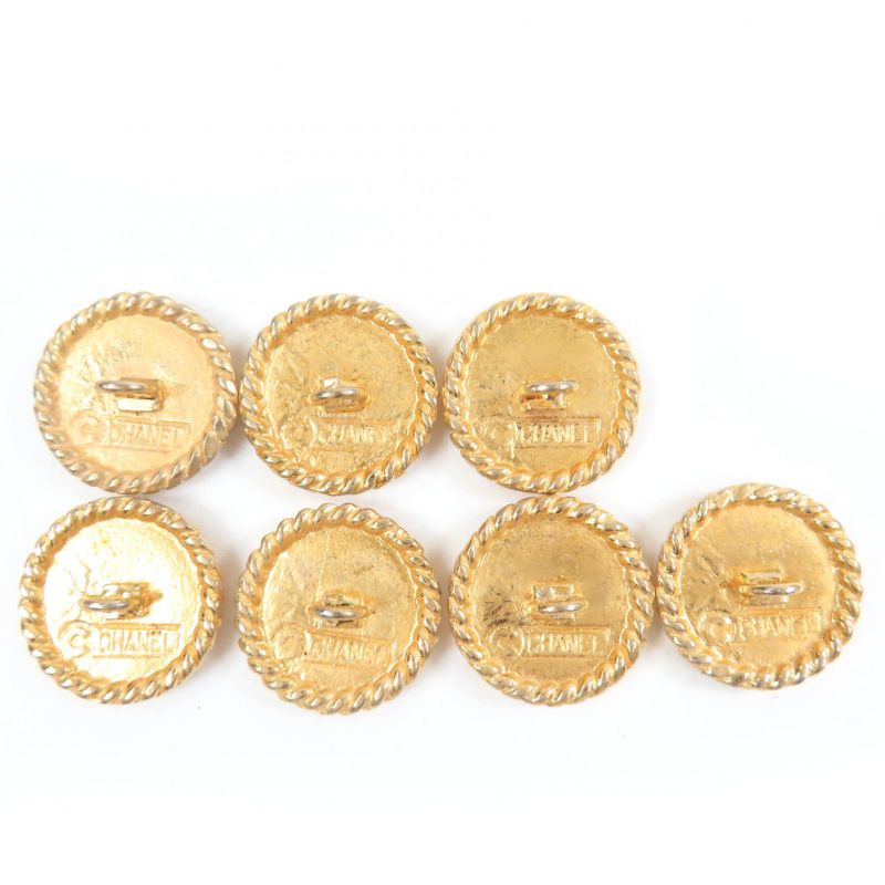 CHANEL Vintage Set Of 7 Clover Buttons Metal Buttons Button Set Gold Ladies