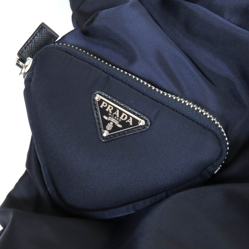 Prada 2021 29y995 With Triangle Logo Pouch Eco Fur Hooded Re-nylon Long Coat