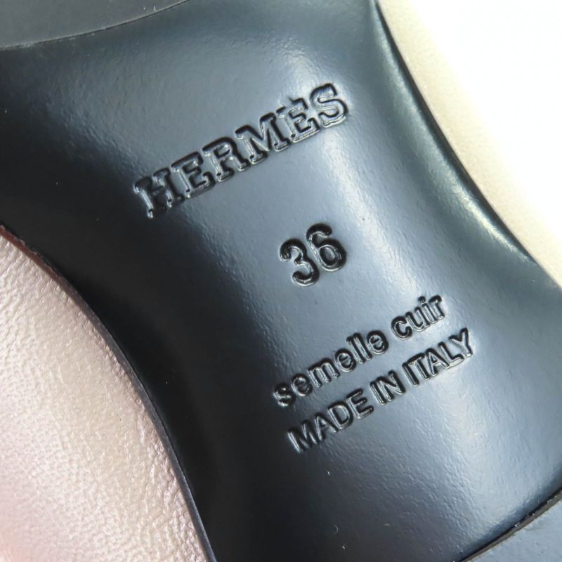 Hermes 232136z Royale H Logo Moccasin Leather Loafers Beige 36 Storage With Bag