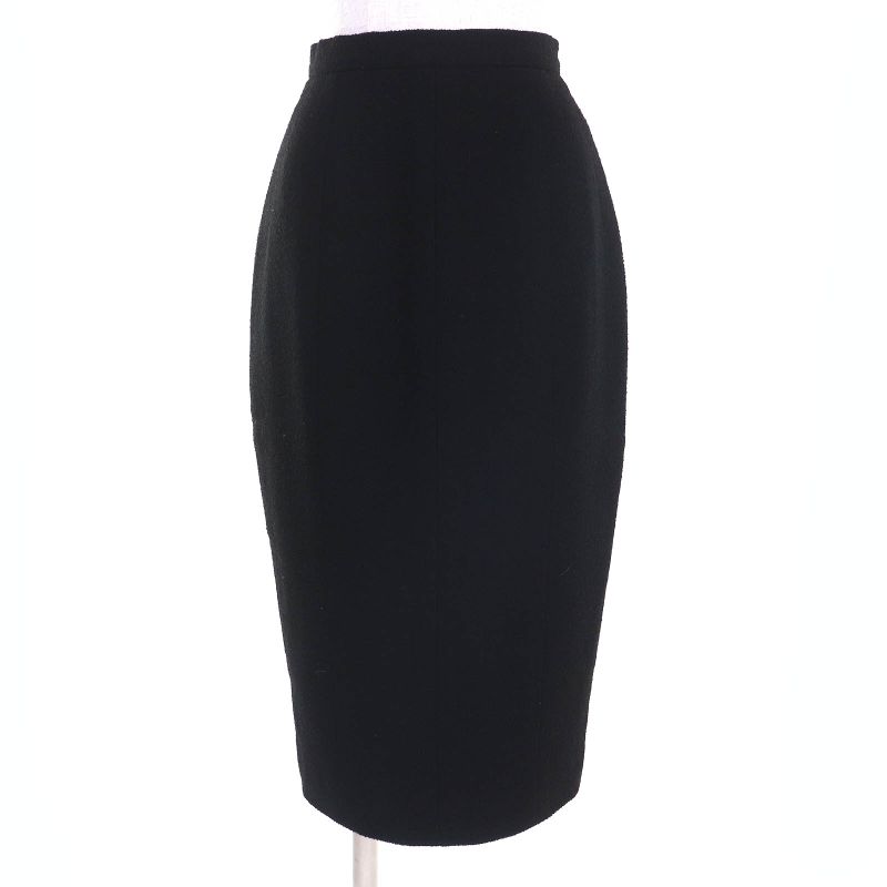 CHANEL Vintage 95A P05816 Coco Mark Button Wool Tweed Jacket Skirt Setup Black