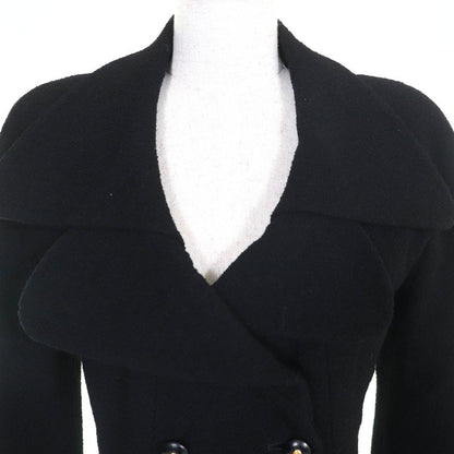 CHANEL Vintage 95A P05816 Coco Mark Button Wool Tweed Jacket Skirt Setup Black