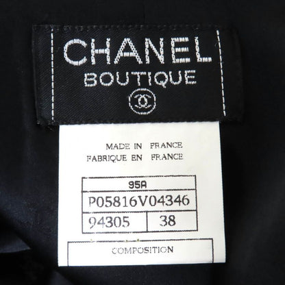 CHANEL Vintage 95A P05816 Coco Mark Button Wool Tweed Jacket Skirt Setup Black