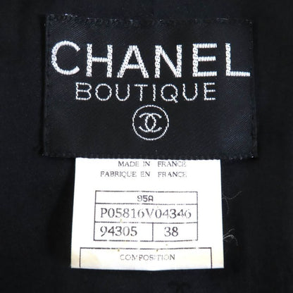 CHANEL Vintage 95A P05816 Coco Mark Button Wool Tweed Jacket Skirt Setup Black