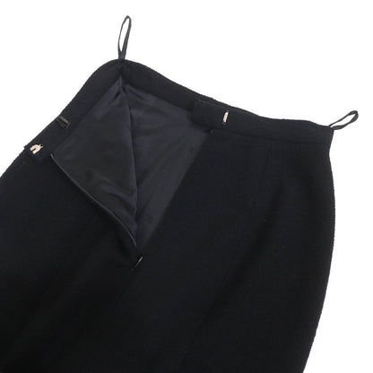 CHANEL Vintage 95A P05816 Coco Mark Button Wool Tweed Jacket Skirt Setup Black