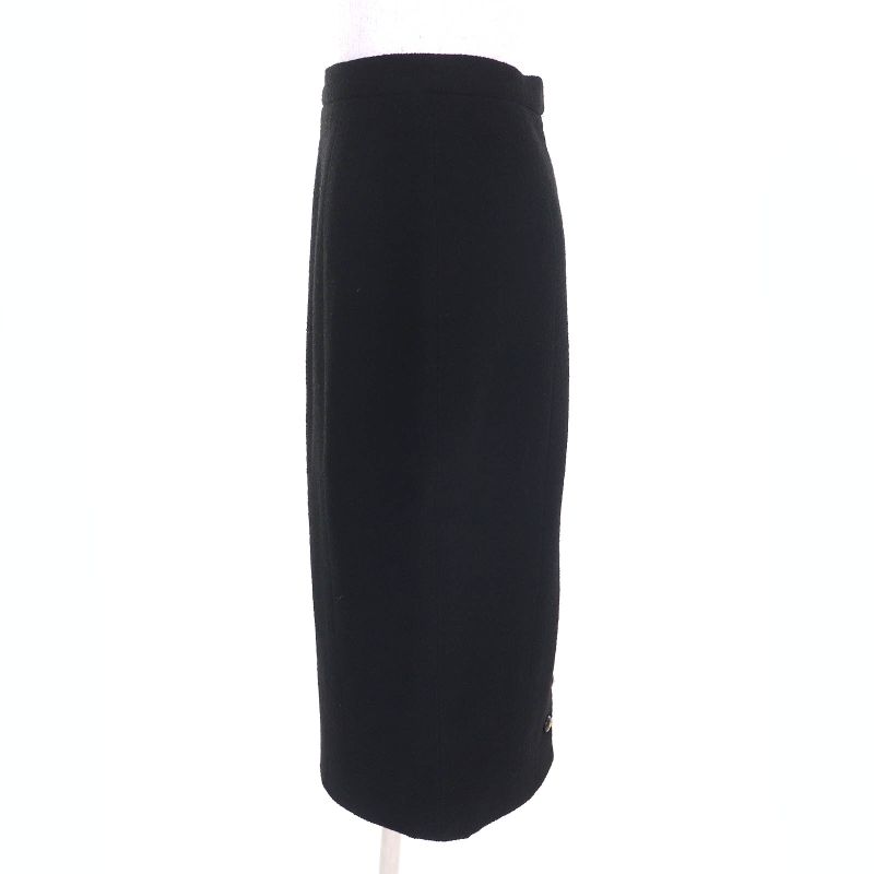 CHANEL Vintage 95A P05816 Coco Mark Button Wool Tweed Jacket Skirt Setup Black