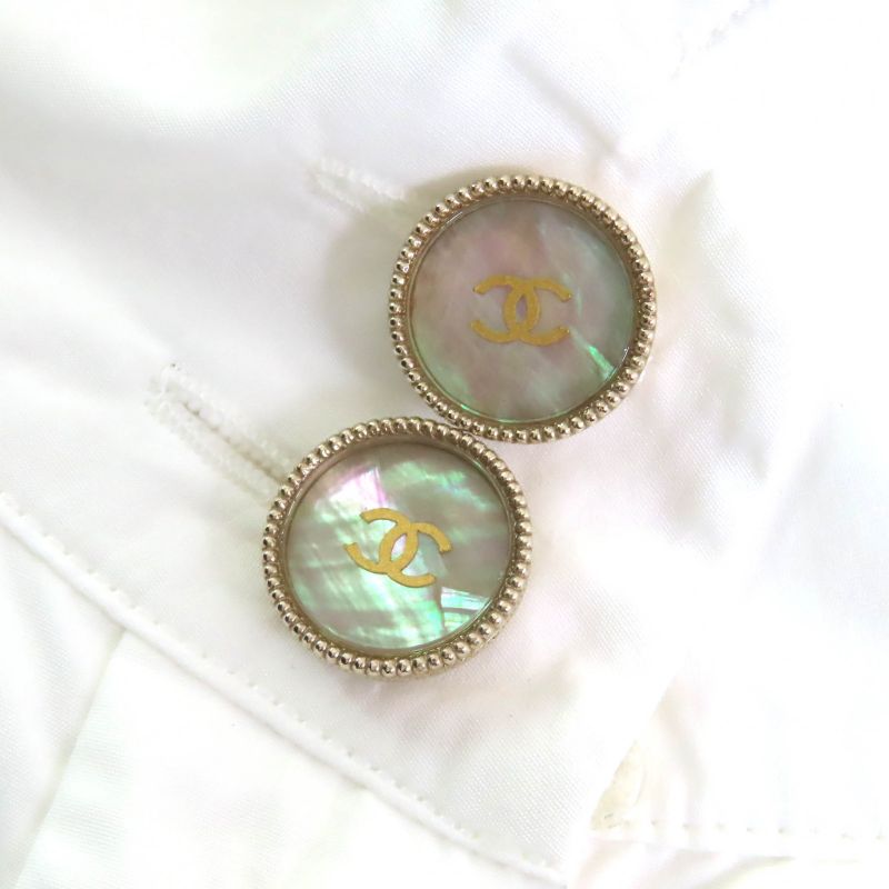 CHANEL 16C P53130 Coco Shell Button Cotton Poplin Sleeveless