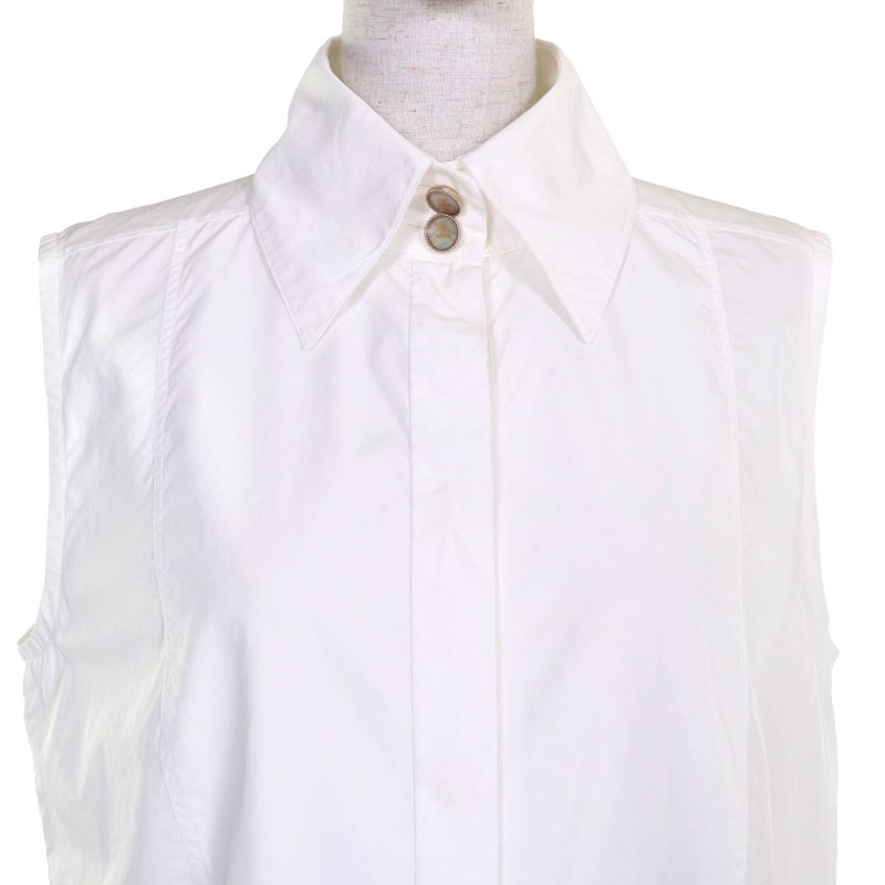 CHANEL 16C P53130 Coco Shell Button Cotton Poplin Sleeveless