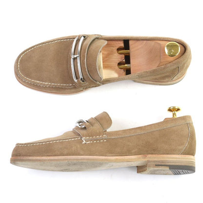 Hermes Suede Leather Luli Buckle Moccasin Sewing Loafers Beige 40 With Box And