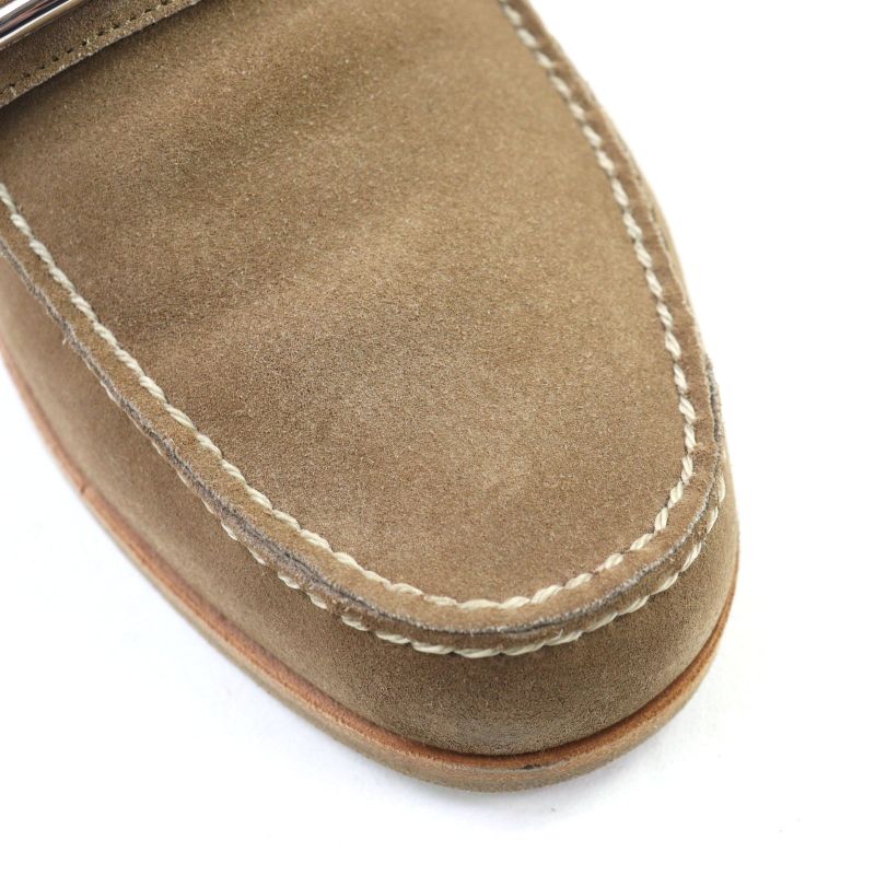 Hermes Suede Leather Luli Buckle Moccasin Sewing Loafers Beige 40 With Box And