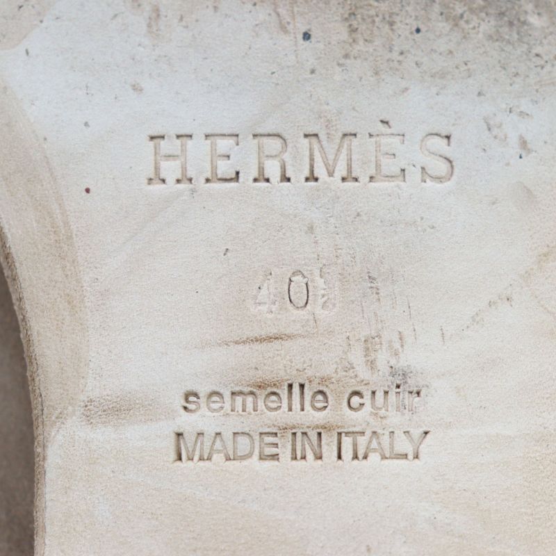 Hermes Suede Leather Luli Buckle Moccasin Sewing Loafers Beige 40 With Box And