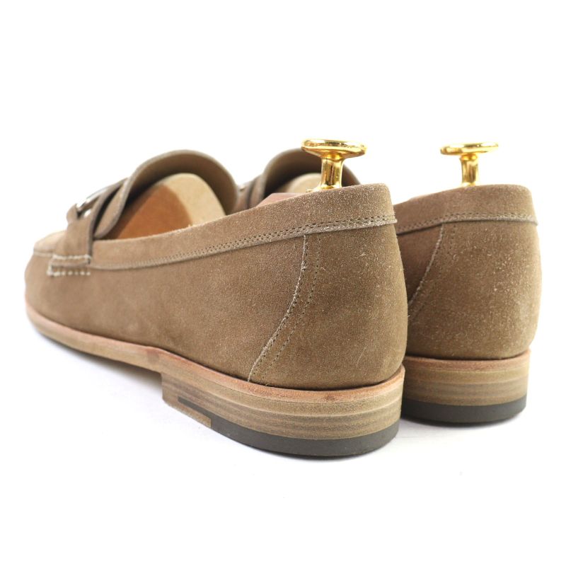 Hermes Suede Leather Luli Buckle Moccasin Sewing Loafers Beige 40 With Box And