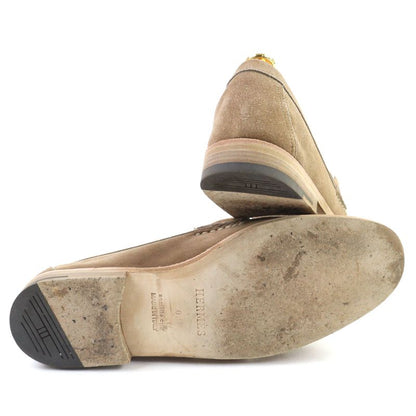 Hermes Suede Leather Luli Buckle Moccasin Sewing Loafers Beige 40 With Box And