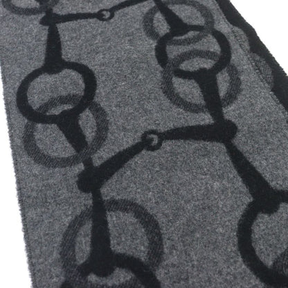 Hermes Enny Moll 100% Cashmere Flannel Gris Cine Cles Jacquard Weave Horse Bit