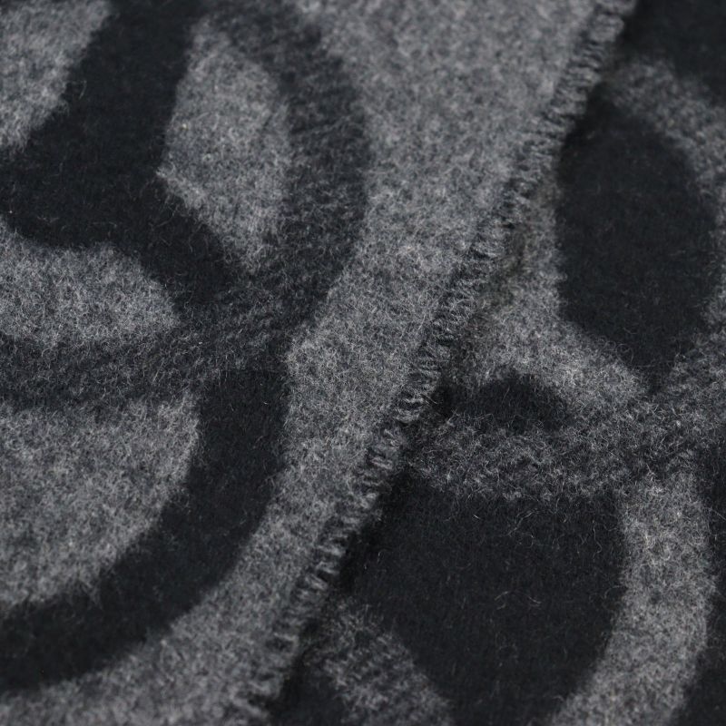 Hermes Enny Moll 100% Cashmere Flannel Gris Cine Cles Jacquard Weave Horse Bit