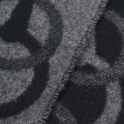 Hermes Enny Moll 100% Cashmere Flannel Gris Cine Cles Jacquard Weave Horse Bit