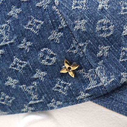 Louis Vuitton M7276l 100% Cotton LV Remix Monogram Denim Cap Indigo Blue With