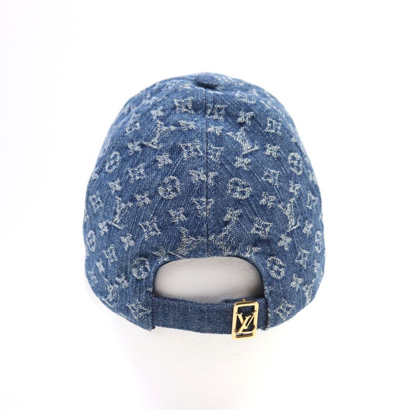 Louis Vuitton M7276l 100% Cotton LV Remix Monogram Denim Cap Indigo Blue With