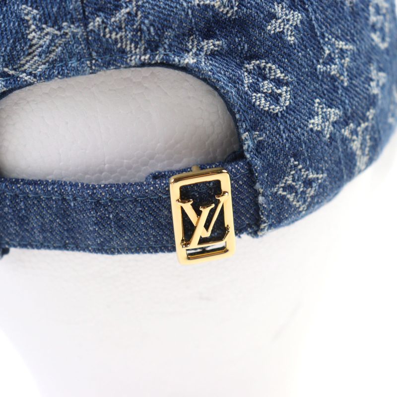 Louis Vuitton M7276l 100% Cotton LV Remix Monogram Denim Cap Indigo Blue With