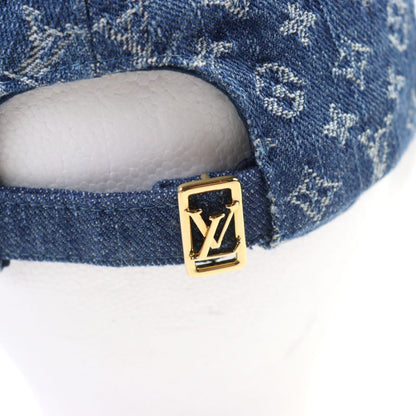 Louis Vuitton M7276l 100% Cotton LV Remix Monogram Denim Cap Indigo Blue With