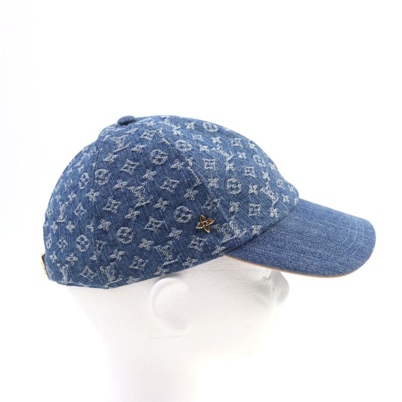 Louis Vuitton M7276l 100% Cotton LV Remix Monogram Denim Cap Indigo Blue With