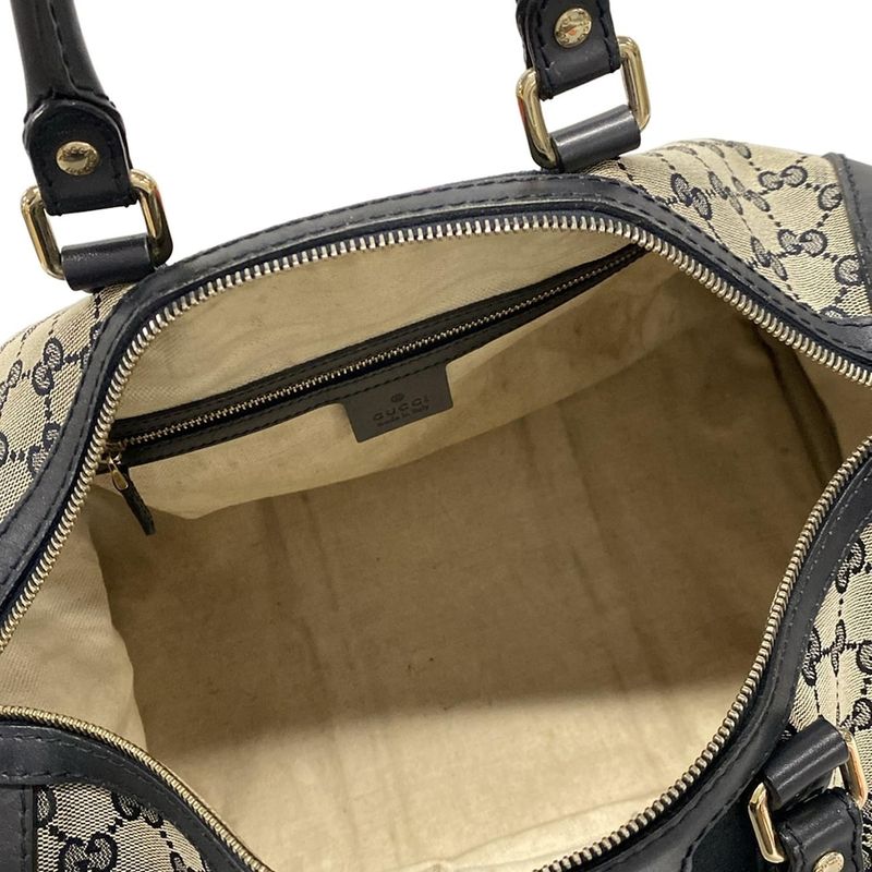 Gucci Handbag GG Pattern 247205 Ivory X Navy X Red Mini Boston Leather