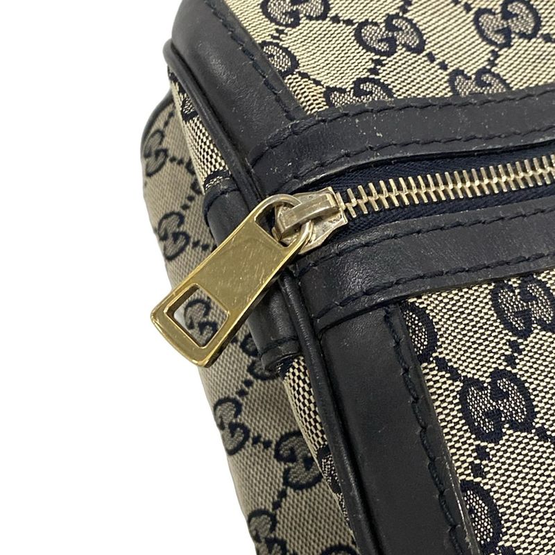 Gucci Handbag GG Pattern 247205 Ivory X Navy X Red Mini Boston Leather