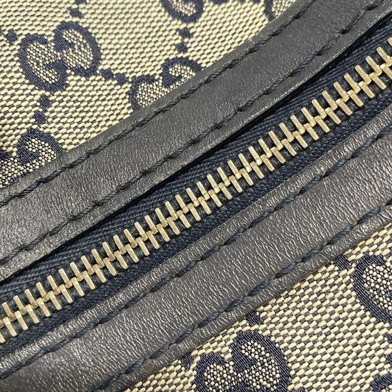 Gucci Handbag GG Pattern 247205 Ivory X Navy X Red Mini Boston Leather