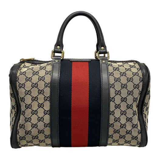 Gucci Handbag GG Pattern 247205 Ivory X Navy X Red Mini Boston Leather