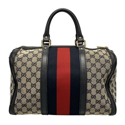 Gucci Handbag GG Pattern 247205 Ivory X Navy X Red Mini Boston Leather
