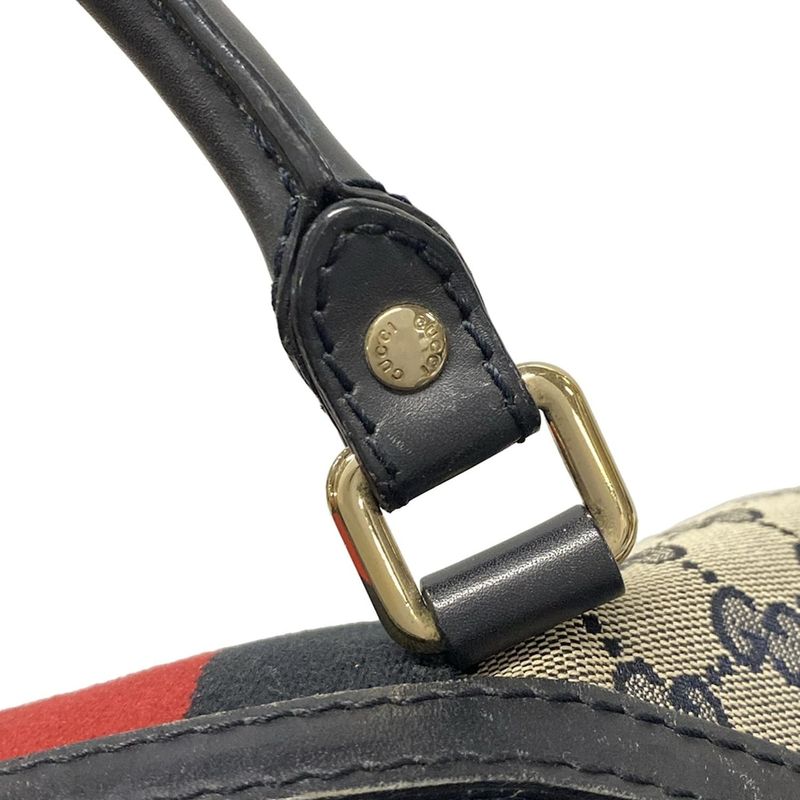 Gucci Handbag GG Pattern 247205 Ivory X Navy X Red Mini Boston Leather