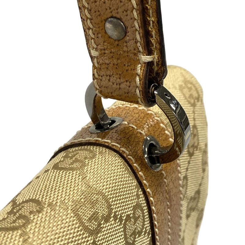 Gucci Handbag GG Pattern 113014 Beige And Brown Leather