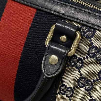 Gucci Handbag GG Pattern 247205 Beige×navy×red Mini Boston Leather