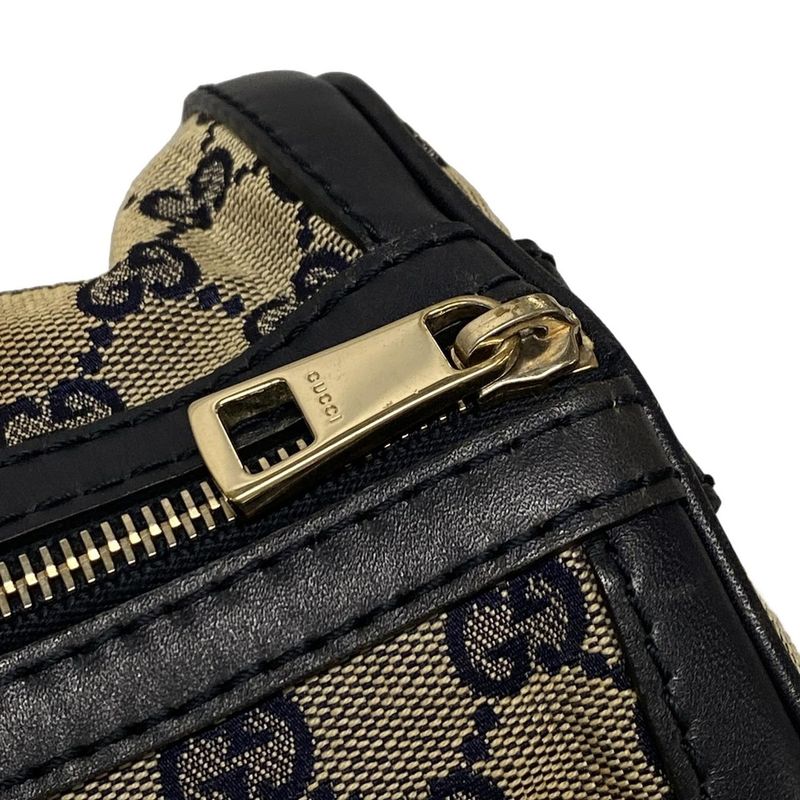 Gucci Handbag GG Pattern 247205 Beige×navy×red Mini Boston Leather