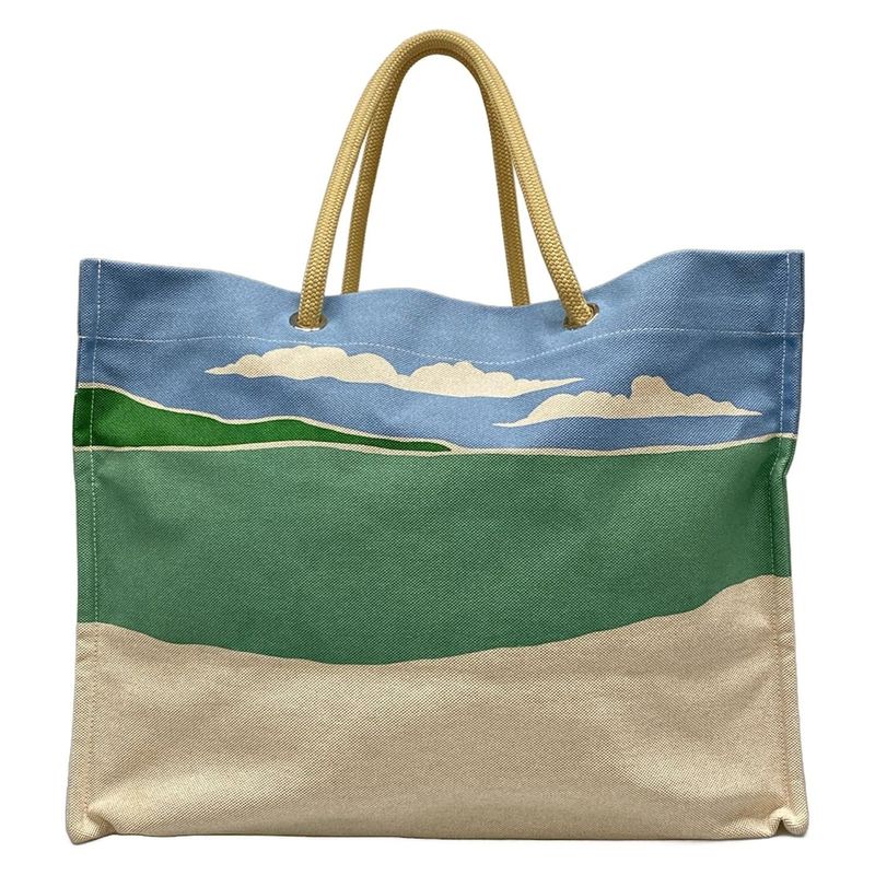 Hermes Tote Bag Escal À La Plage Ivory X Brown X Multi Silver Hardware /beach